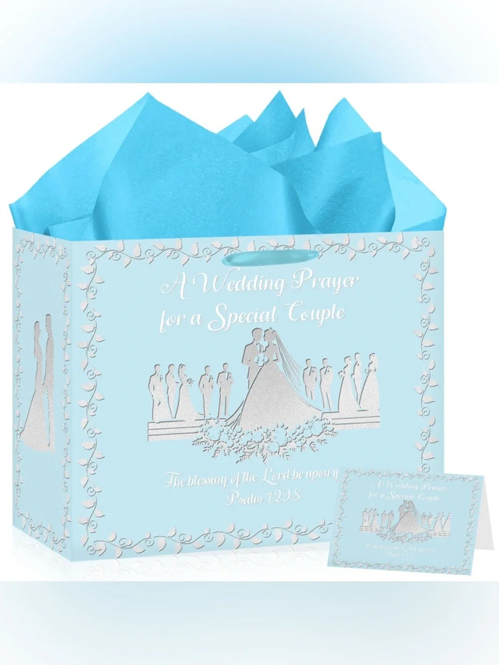 Wedding Prayer Gift Bag with Blue Tissue - Elegant Bridal Party Favor